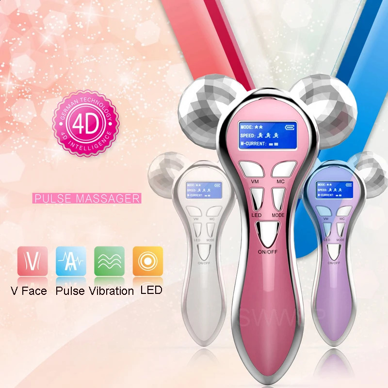 Back Massager 4D Microcurrent Face Roller Electric Lift Arms Ben för Anti Aging Wrinkles V Shape Massage 231118