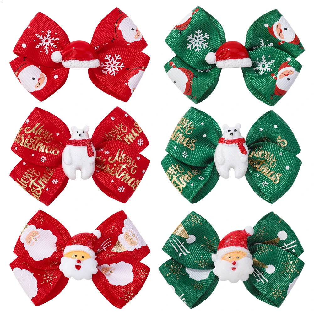 Accessoires pour cheveux pinces à cheveux avec nœud en ruban de noël bébé fille enfants Barrettes de noël Clips pour filles accessoires de cheveux de noël en gros 231118