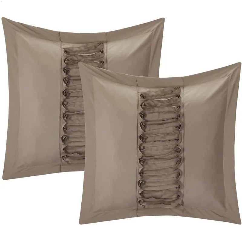 Sängkläder set Nancy 8 -stycken ruffled comforter set Taupe 231118