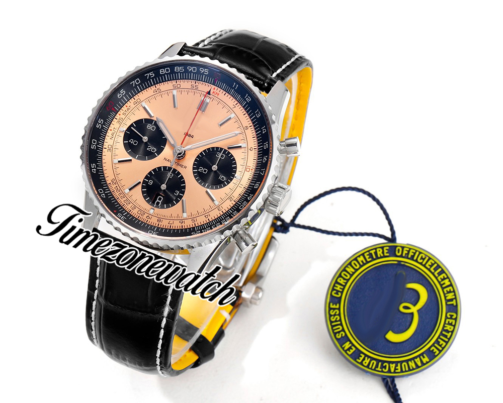 BLS Navitimer B01 ETA A7750 Cronografo automatico Orologio da uomo Quadrante marrone con cinturino in pelle nera con linea bianca AB0138241K1P1 Super Edition Timezonewatch C148C