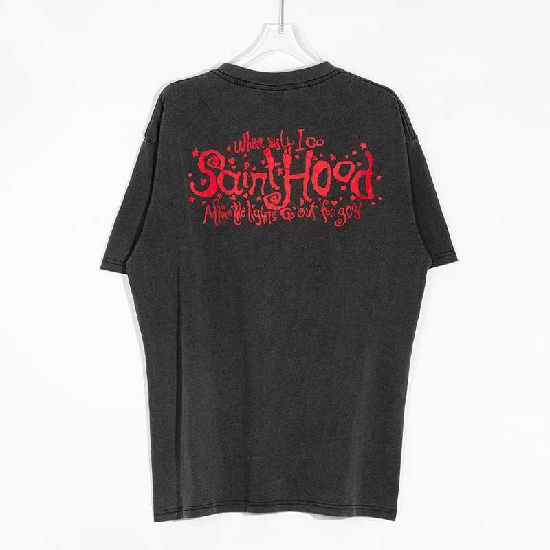 Mäns T-shirts Saint Michael 2023 Spring Summer Men Women Eye T Shirt tvättade nöd Vintage Hip Hop High Street Casual överdimensionerad kort ärm