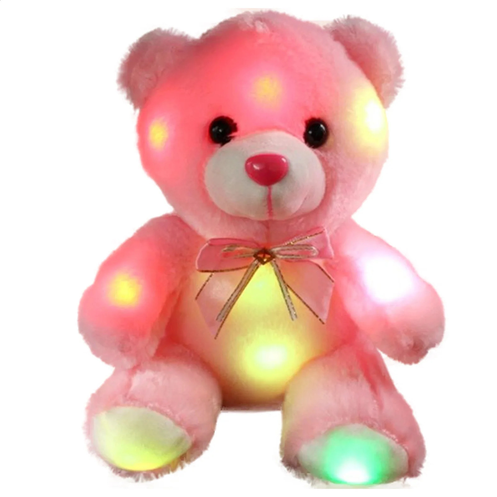 Poupées en peluche 21 cm jouets lumineux éclairent LED coloré brillant ours en peluche peluche poupée enfants cadeau de noël pour enfants filles 231118