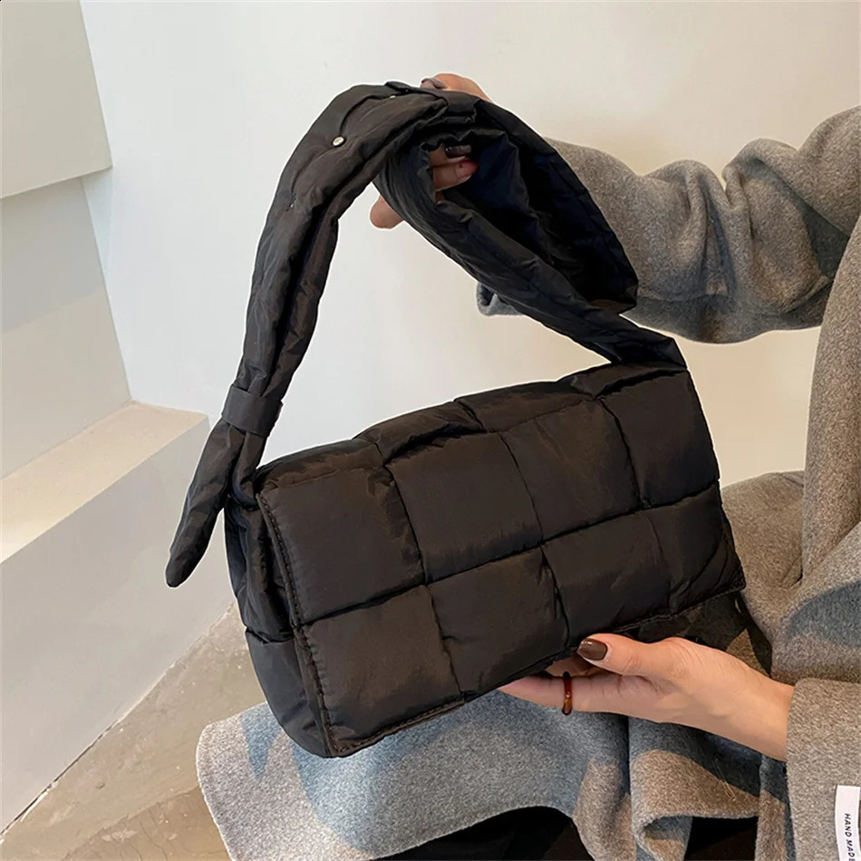 Sacos de noite Oxford pano tecer bolsas acolchoadas bolsas designer acolchoado mulheres ombro marca inverno para baixo algodão crossbody saco sac 231118