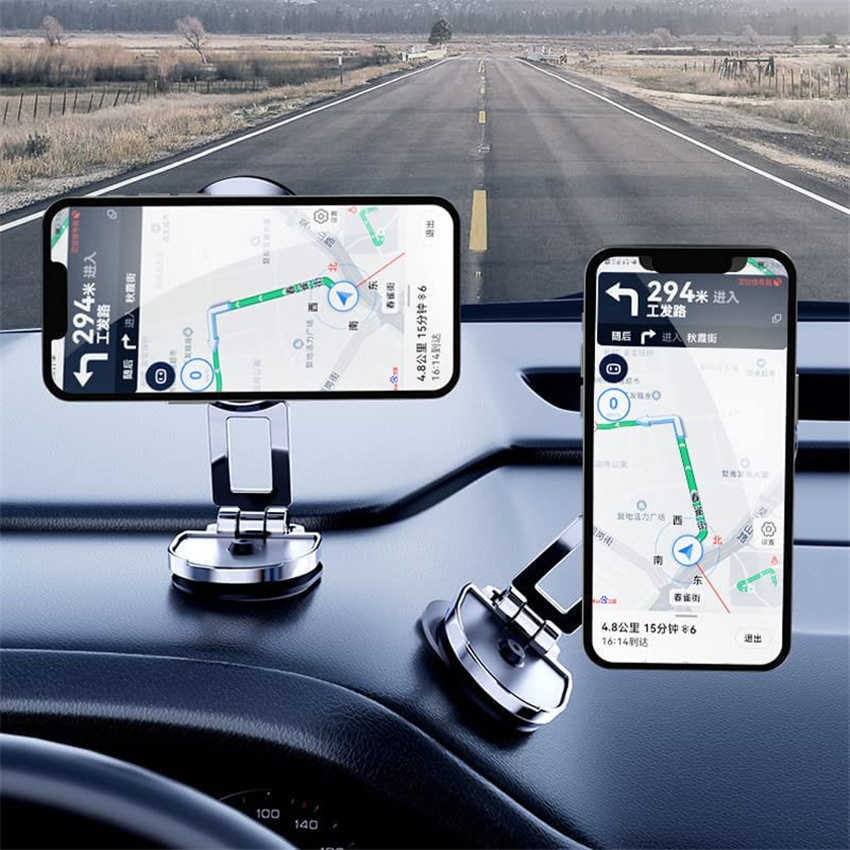 Araba Metal Manyetik Araba Telefon Tutucu Katlanır Mıknatıs Montaj Mobil Cep Telefonu Stand GPS Desteği İPhone 14 13 Xiaomi Huawei Samsung