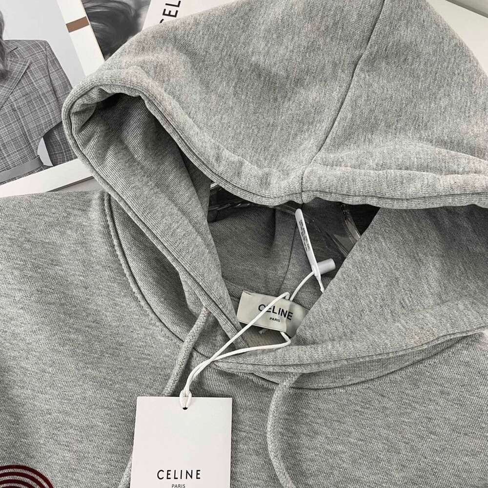 womens designer hoodie Chaopai Selin Family High Quality Original Flocking Letter Plush Hooded Sweatshirt Women's Loose Korean Edition Student Versatile