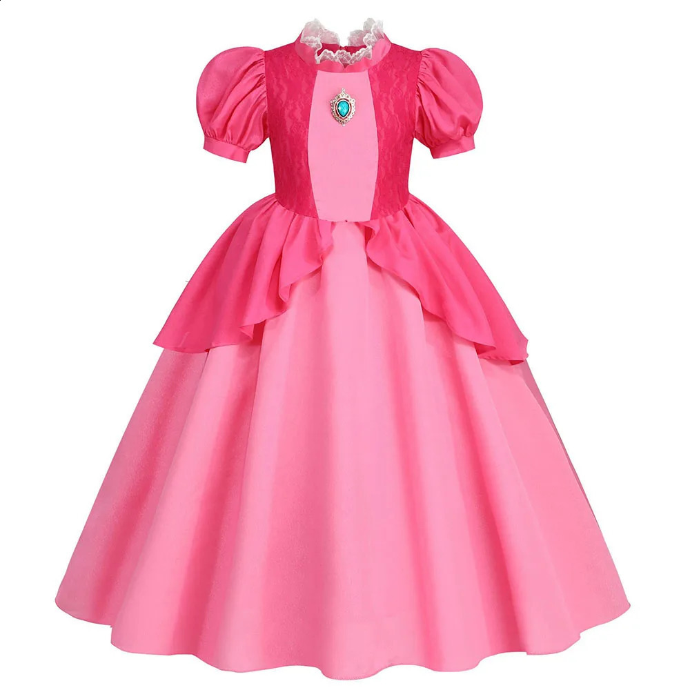Комплекты одежды 2023, праздничное платье принцессы для девочек, платье персикового цвета, костюмы для косплея Спящей красавицы на день рождения, Хэллоуин, Vestidos Rapunzel 231118