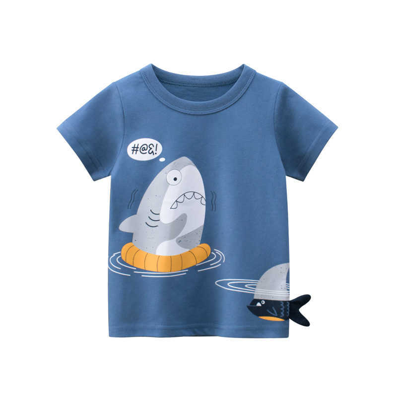 T-shirt 2023 Estate bambini 3D Cartoon T-shirt ragazzo Stampa animale Dinosaur Shark Ragazzi T-shirt Ragazze Top Tees Cartoon Abbigliamento bambini P230419