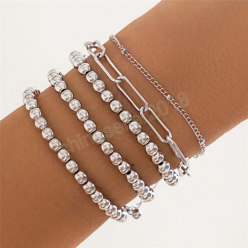 Vintage Big Ball Chain Bracelets on Hand for Women Goth Metal Charm Bangles Pulseras Grunge Jewelry Gift