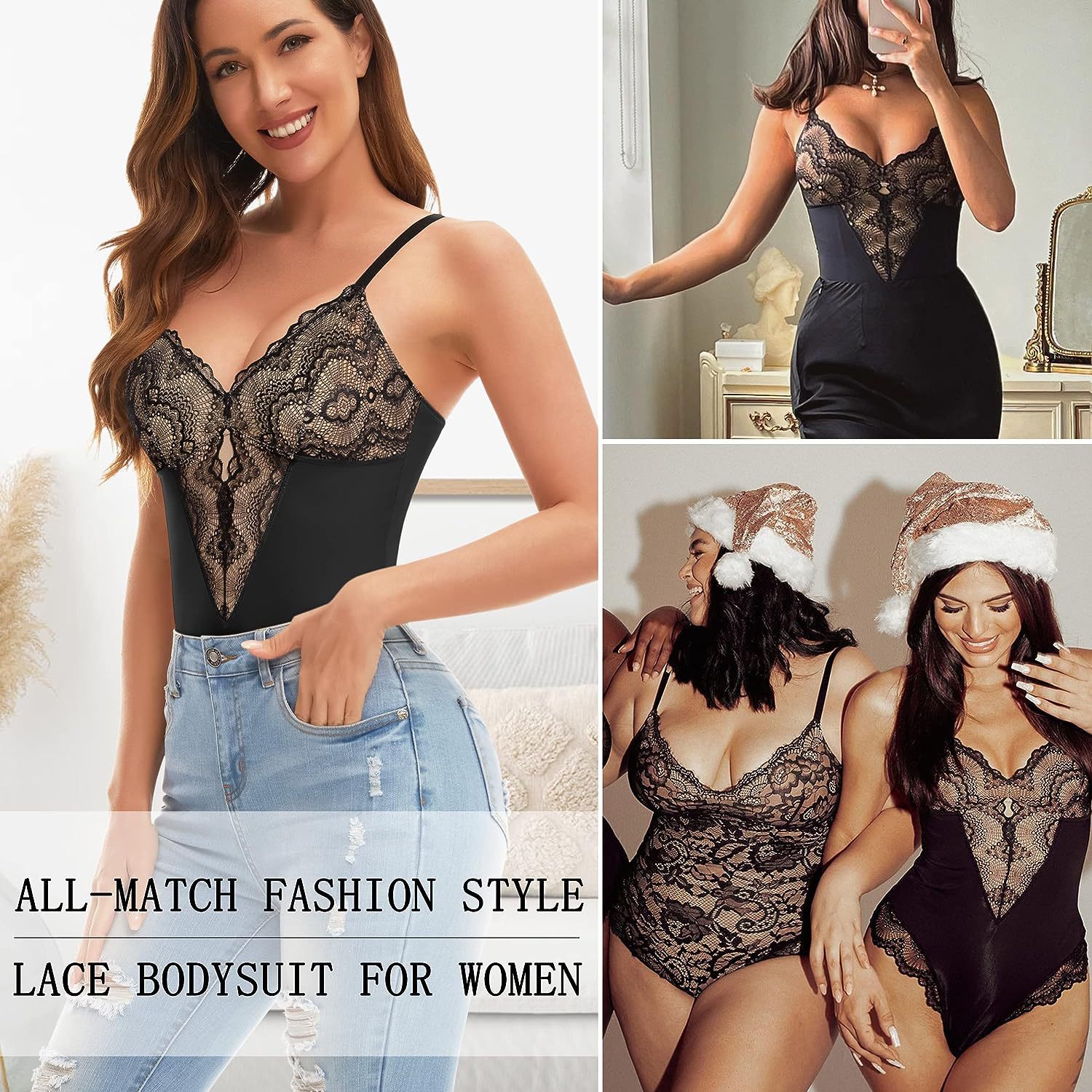 Pop Lace Bodysuit for Women Tummy Control Shapewear V Neck Backless Tank Tops One Piece Body Shaper Fajas Thongs Sexy Body Shape