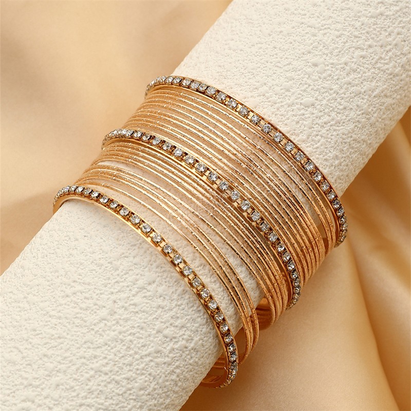 Punk Crystal Chain Armband Set For Women Men Boho Multilayer Thick Gold Color Charm Armband Bangles Fashion Jewelry