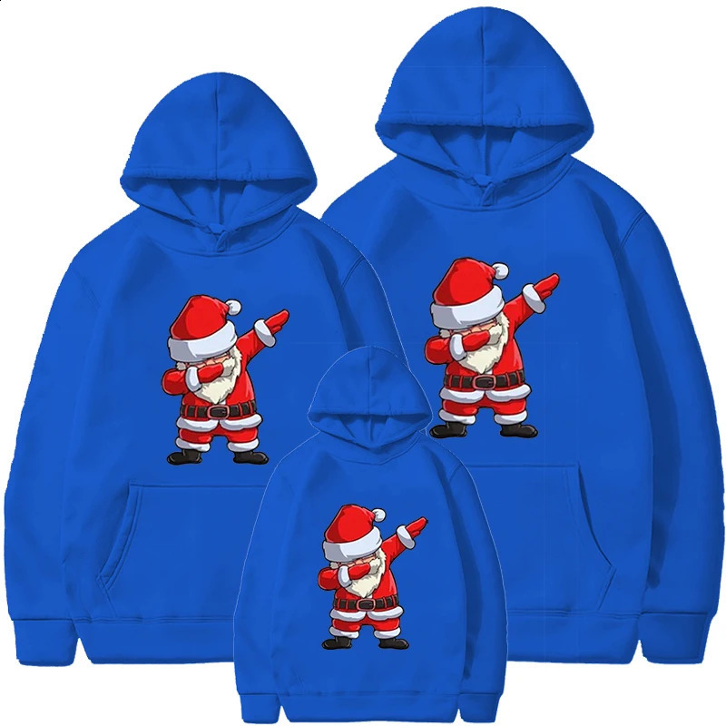 Family Matching Outfits Parent child Clothing Autumn Winter Hoodies Cute Christmas Santa Print Pullover Sweatshirt For Men And Women Kids Clothes 231118