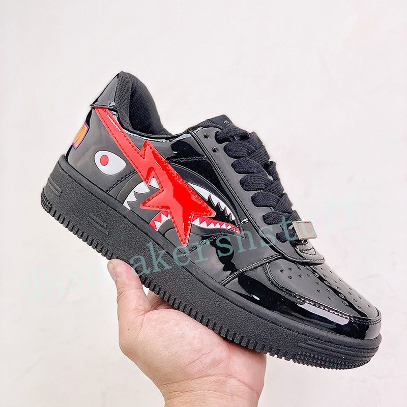 2023 Bapesta Sta ローデザイナーランニングシューズメンズレディースブロックシャークブラックホワイトティールブラウンイエロースエードパテントレザーブルーホワイトメンズレディーストレインジョギングスニーカー