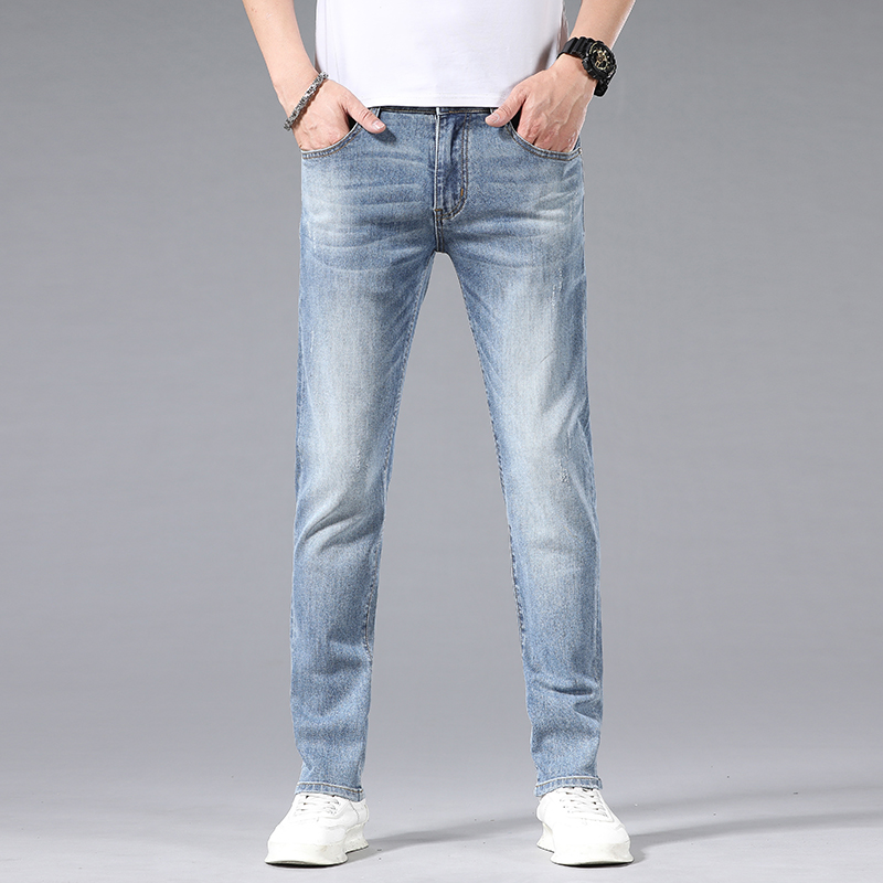 Jeans pour hommes printemps été mince coupe ajustée marque européenne américaine haut de gamme petit pantalon droit Double F Q9550-3