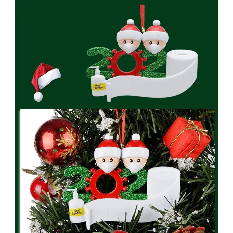 Nieuwste kerstversiering Kerstornament Kerst Sneeuwpop Hangers Met Gezichtsmasker DIY Kerstboom Familiefeest Leuk Cadeau