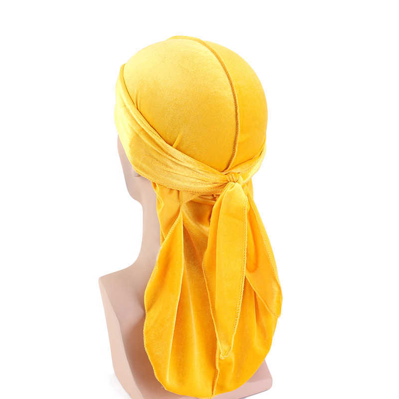 kafa bantları yeni unisex uzun erkekler kadın kadife nefes alabilen bandana şapka durag doo du rag uzun kuyruk headwrap kemo kapağı hip-hop korsan şapka y23