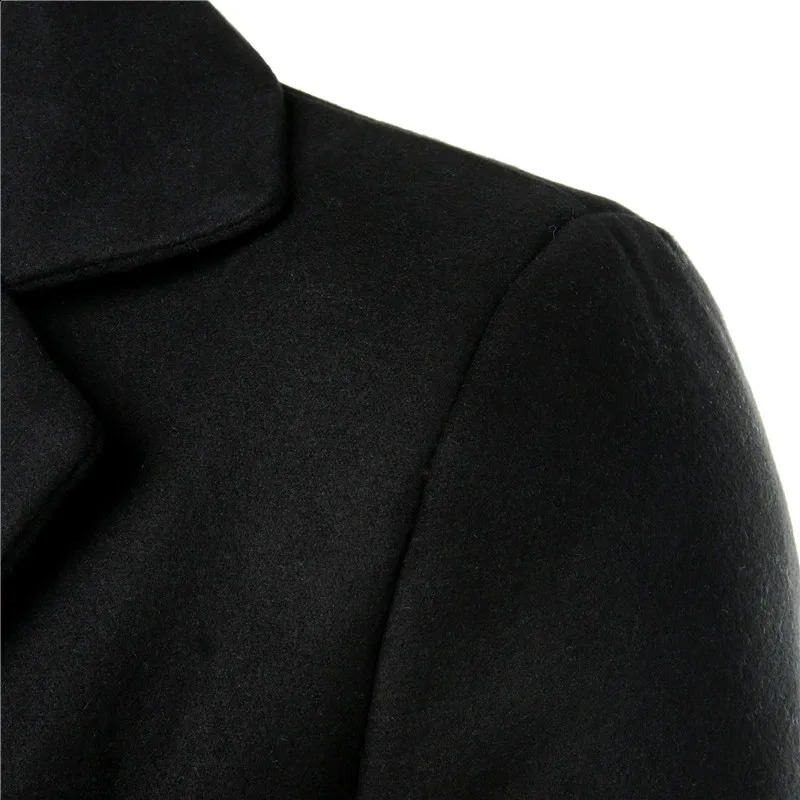 Mélanges de laine pour hommes manteau en laine couture bleu noir hommes automne/hiver veste longue fête de mariage coupe-vent simple boutonnage col en V pardessus hommes 231118