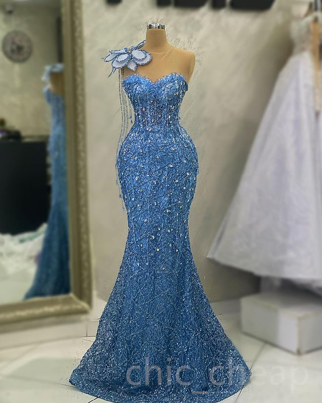 2023 April Aso Ebi Perlen Kristalle Abendkleid Meerjungfrau Perlen Abend Formelle Party Zweiter Empfang Geburtstag Verlobungskleider Kleider Robe De Soiree ZJ5820