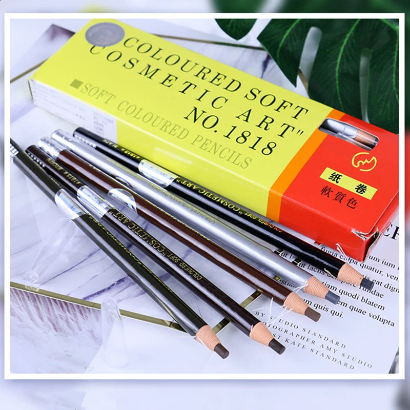 Eyebrow Enhancers 12 piècescrayon à sourcils longue durée crayon à sourcils imperméable facile à porter cosmétique teinte colorant outils de maquillage fournitures de Microblading 231118