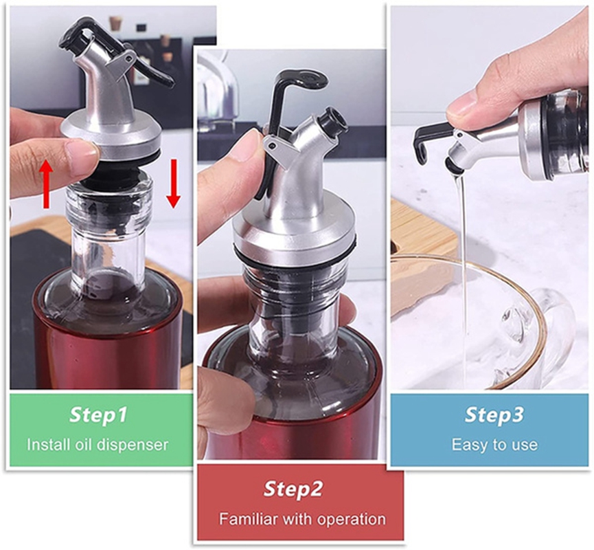 Olive Oil Sprayer Liquor Dispenser Oil Bottle Stopper Lock Wine Pourers Flip Lock Plug Seal Leak-proof Nozzle Kitchen Tools