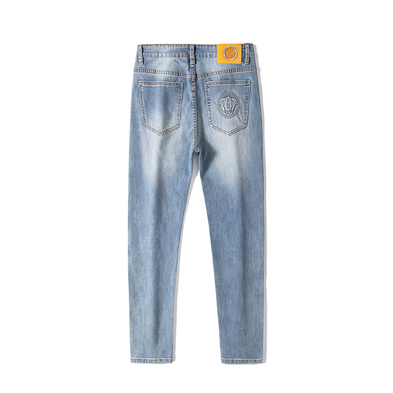 Jeans pour hommes printemps été mince coupe ajustée marque européenne américaine haut de gamme petit pantalon droit Double F Q9550-3