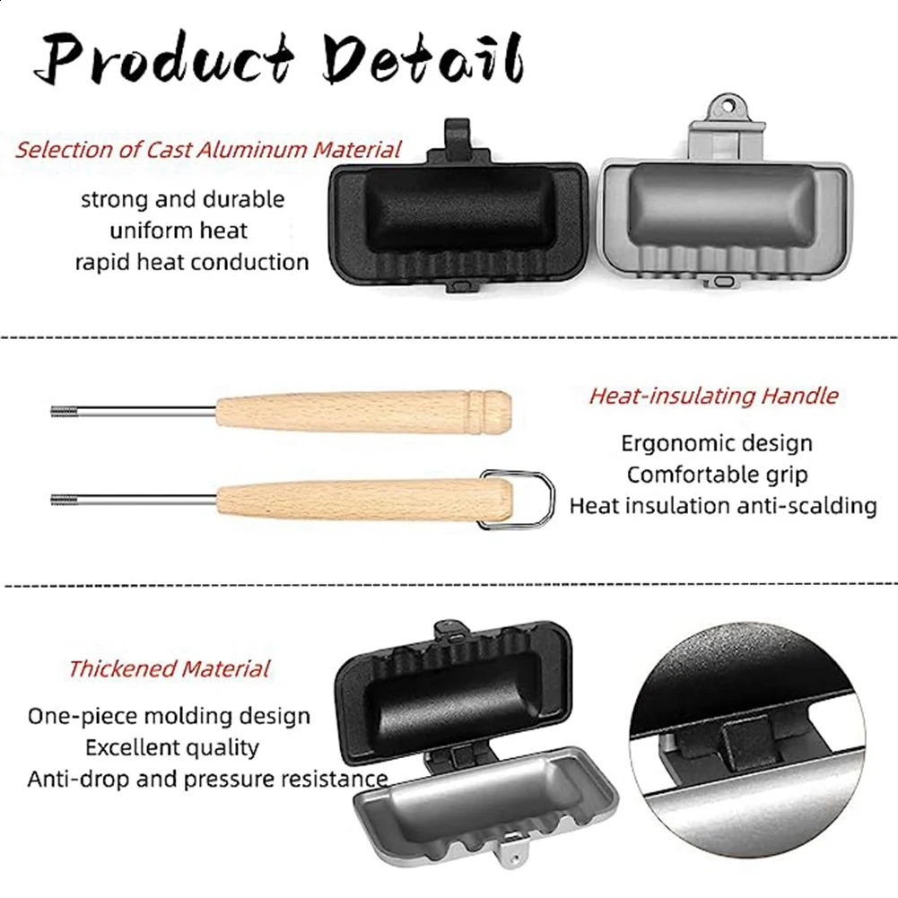 Outras ferramentas de cozinha Koonan Dog Torradeira Dupla Areia Baking Pan Mini Maker Flip Queijo Portátil Home Camping Fry 231118