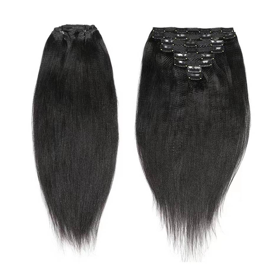 Brazilian Yaki Straight Clip in Human Hair Extensions 120g 8-24 inch Natural Color Clips in