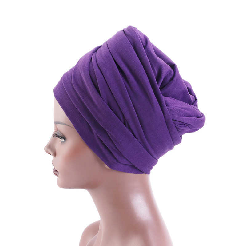 Bandas de cabeça de camisa elástica Mulheres muçulmanas Longo cauda de cauda de cauda de turbante Turban Chemo Cap Hair Wairwraping Tampa da cabeça da cabeça do chapéu Bonnet Hat Novo Y23