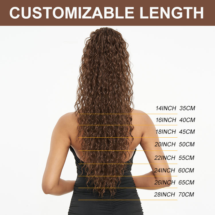 Синтетические длинные вьющиеся волосы для наращивания хвоста Коричневые синтетические волосы 20 дюймов хвостик на шнурке для женщин