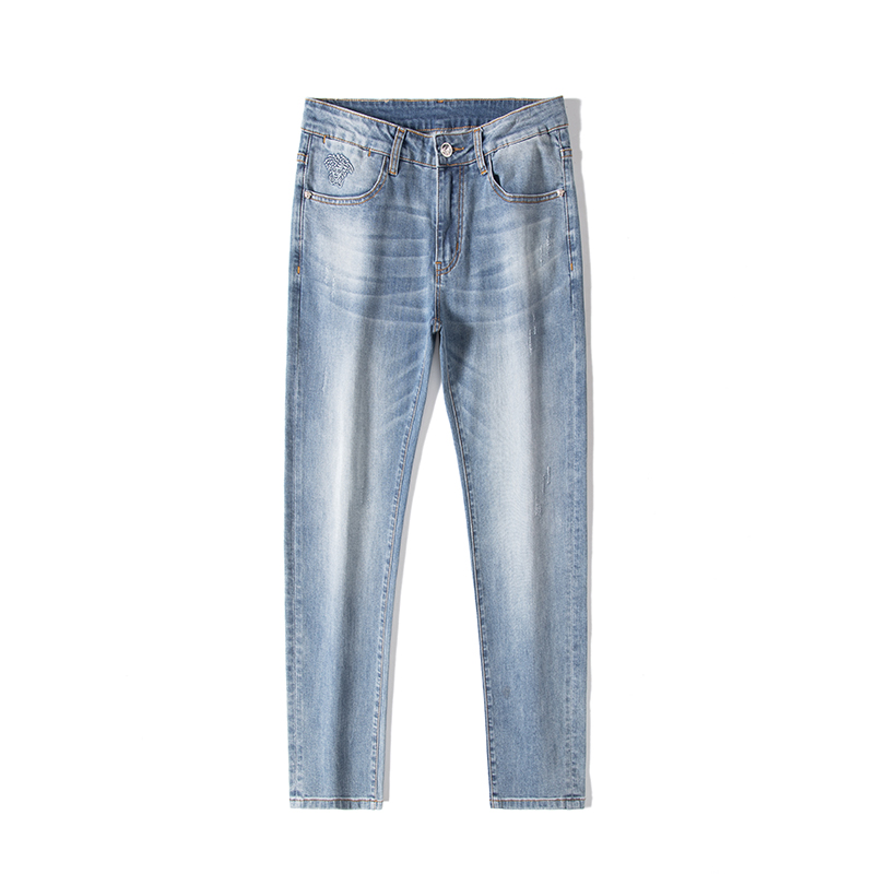 Jeans pour hommes printemps été mince coupe ajustée marque européenne américaine haut de gamme petit pantalon droit Double F Q9550-3