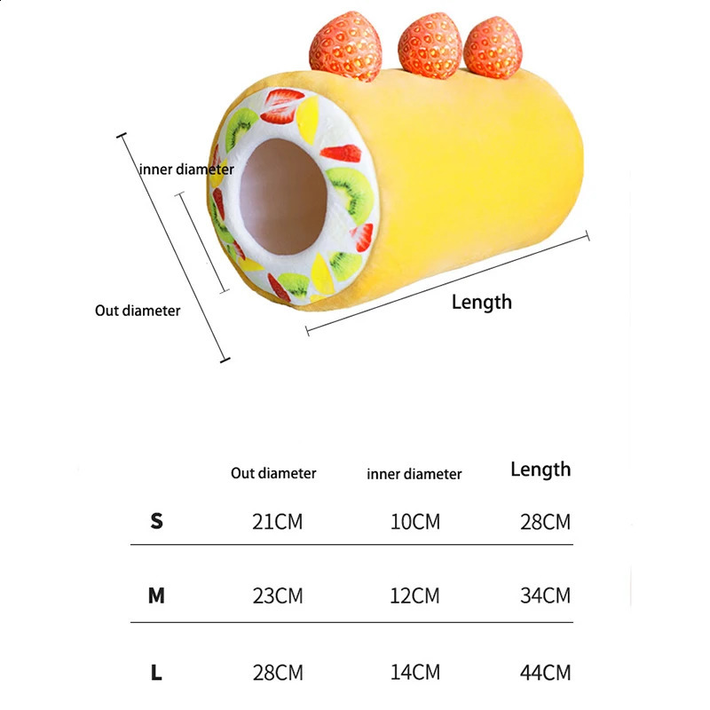 Hundehütten Stifte Obstkuchen Hundekatzenbett Baumwolle Kuchenförmiges Haustier für Katzen Lustiges süßes Kätzchen Waschbares Schlafhöhlennest Winter 231118