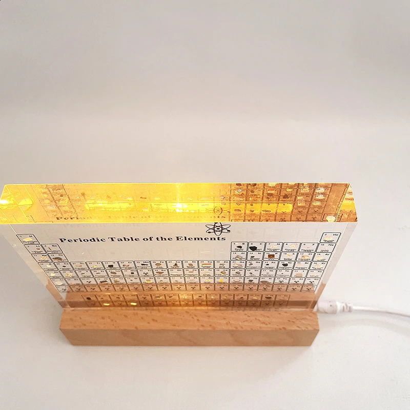 Dekorativa objekt Figurer Akryl Periodic Table With Tood Light Base Christmas Letters Decoration Teaching Display 231117