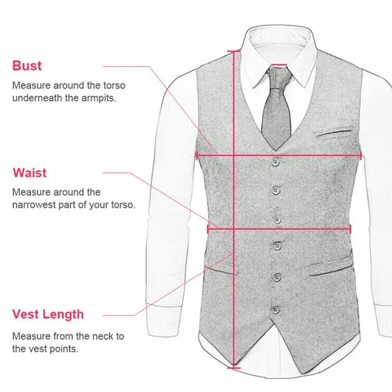 Notch Lapel herringbone men's vest for groom slim fit single breasted Waistcoat for wedding