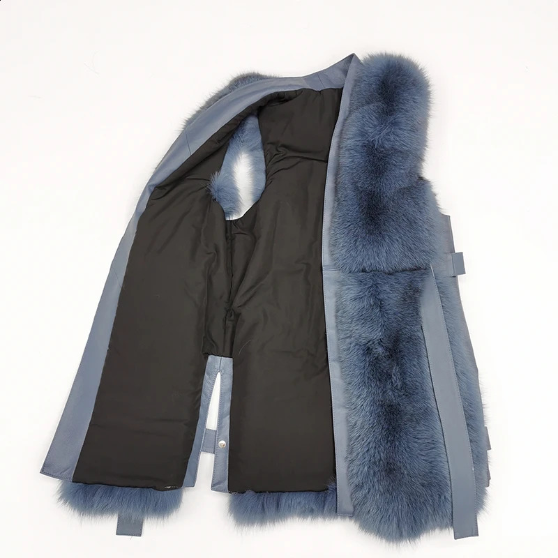 Women's Fur Faux Elegent Belt Design Women Winter Real Vest With Genuine Leather 231118