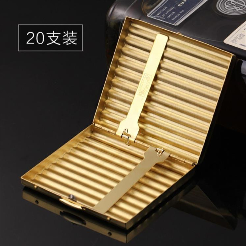 Smoking Pipe 70MM Portable 20 Pack Corrugated Copper Metal Short Cigarette Box for Men