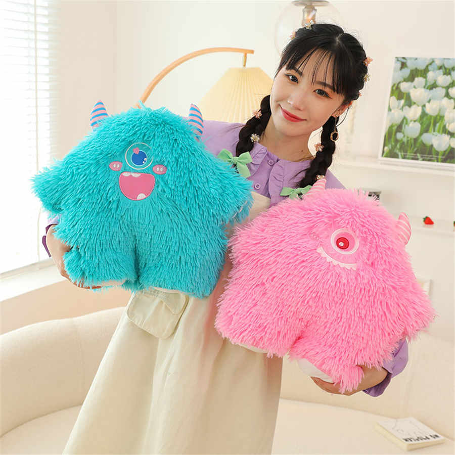 45 cm Kawaii grand oeil monstre Squishy peluche cheveux longs poupée corail polaire dessin animé en peluche oreiller jouet