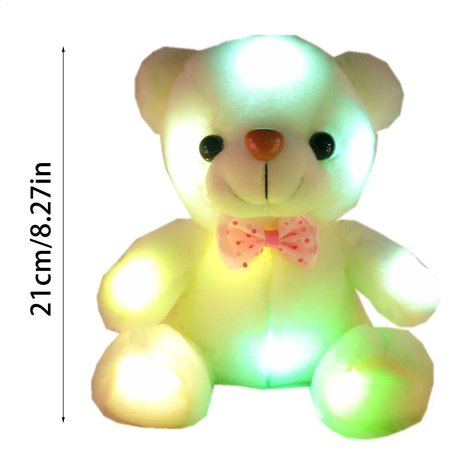 Poupées en peluche 21 cm jouets lumineux éclairent LED coloré brillant ours en peluche peluche poupée enfants cadeau de noël pour enfants filles 231118