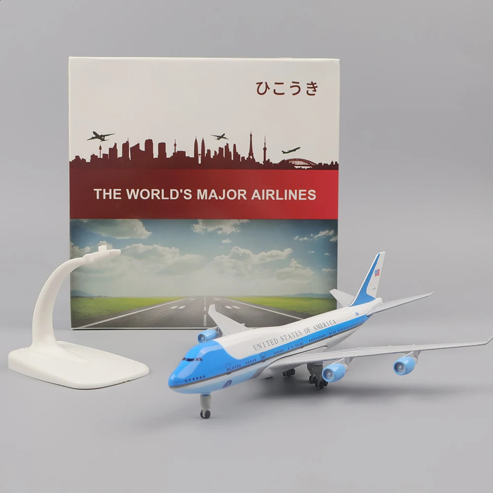 Flugzeugmodell, Metallmodell, 20 cm, 400 Air Force One B747, Nachbildung aus Legierungsmaterial mit Fahrwerk, Ornamente, Kinderspielzeug, Geschenke 231118