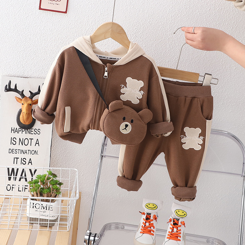 Toddler Baby Girl Clothes Set Kids Boys Outfit Coats Pants Bag Boys Clothes Set Spring Children Tracksuits