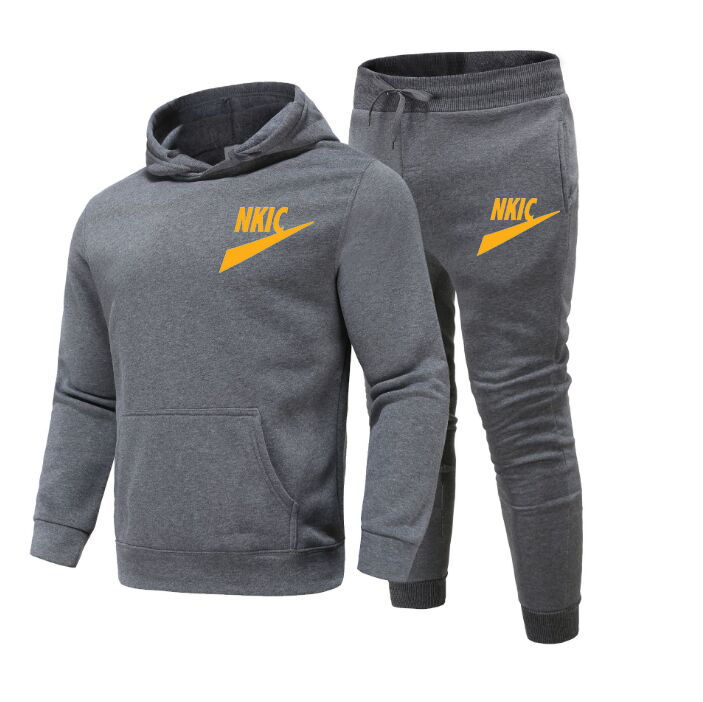 Nieuwe heren trainingspak op warm tracksuit heren merk logo print casual solide sweatpant set jogging suit plus size maat