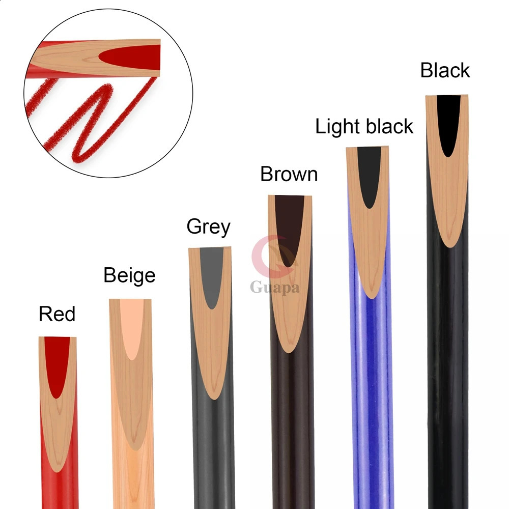 Ögonbrynsförstärkare 6stMicroblading Eyebrow Pen Natural Eyebrow Tattoo Pencil Långvarig träsmakeup Läpp Outline Eye Brow Pencil 231118