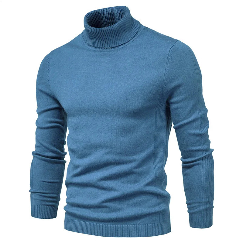 Herrtröjor Solid Color Sweater Pullover Half Turtleneck Autumn Winter Men Casual Fashion Knit Högkvalitativ lyxkläder 231118