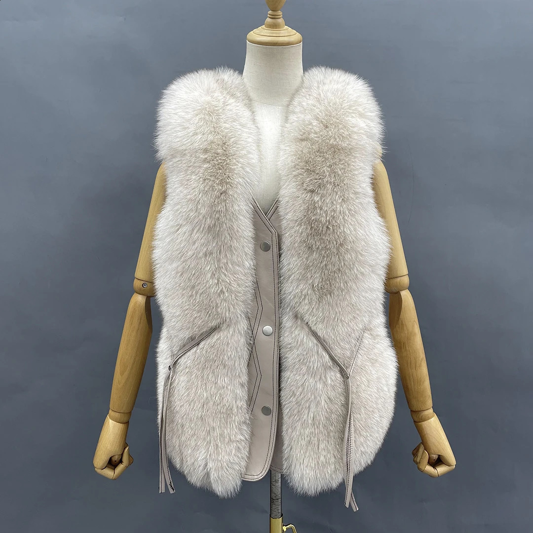 Gilet en fausse fourrure pour femme, court, mode de luxe, manteau réel, sans manches, veste d'hiver, 231118