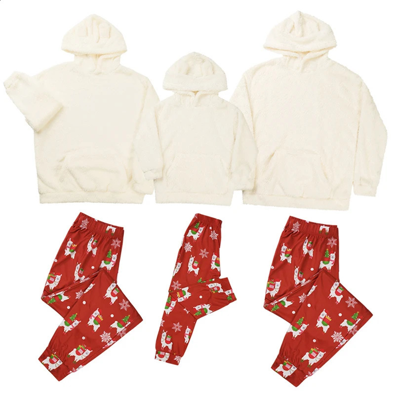 Family Matching Outfits Christmas Pajamas Set Plush Winter Warm Men Women Kid Parent child Clothes Sleepwear Nightwear Pajymas 231118