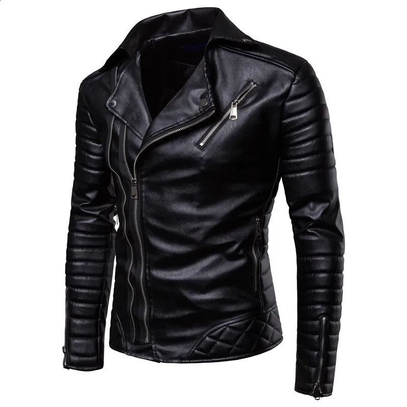 Мужские куртки Мужская куртка из искусственной кожи Индивидуальная мотоциклетная куртка с капюшоном большого размера Модная мужская одежда 231118
