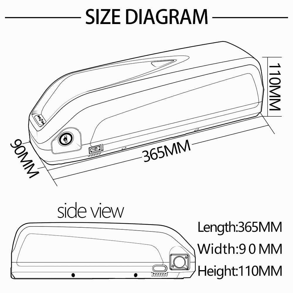 Big Hailong 52V 12.5Ah E-Bike Akku NCR 3.7V 18650 Li 36V Akku für Elektrofahrrad 48V Unterrohr 750W 1000W Motor Kit