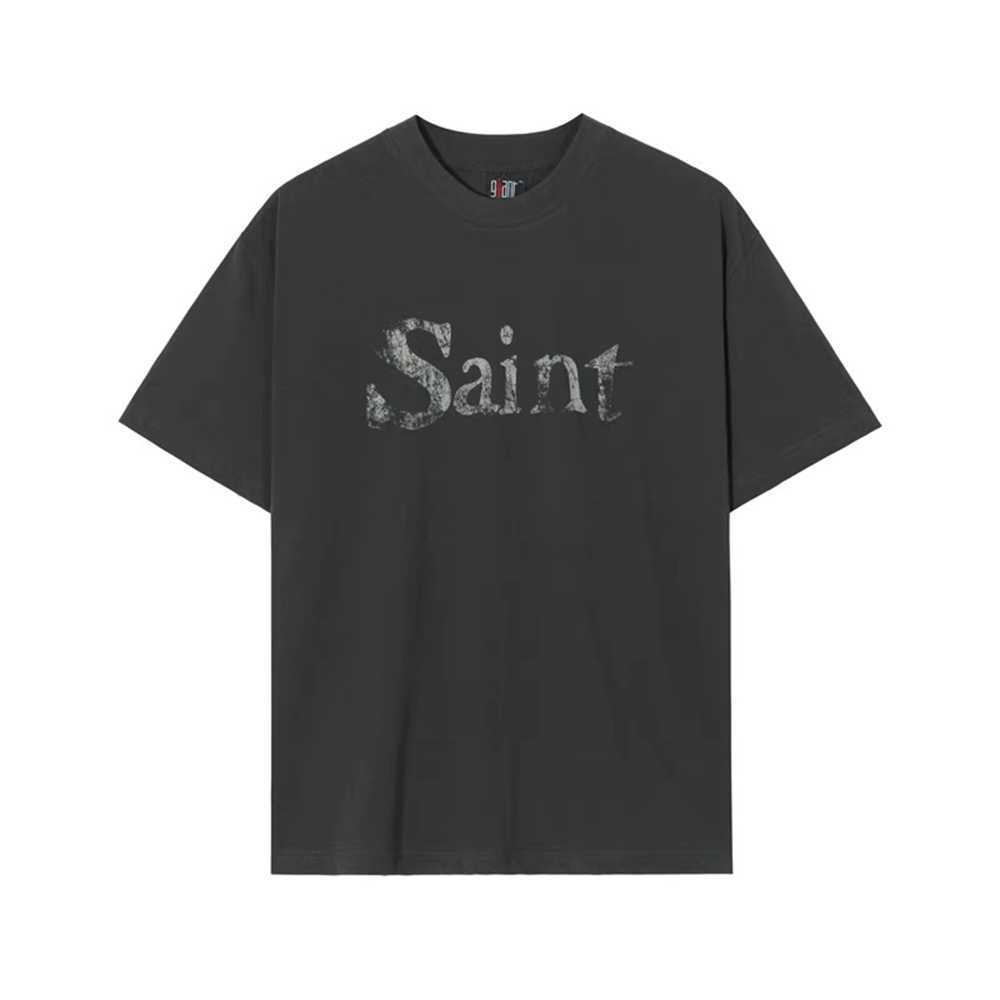 Men's T-Shirts Saint Michael 23SS Men Women T Shirt Jesus Saved The World Washed Distress Vintage Hip Hop High Street Casual Oversized Tees