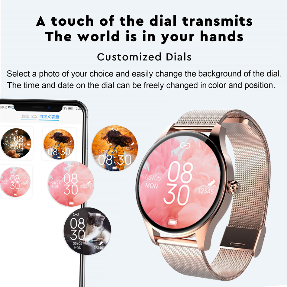 Novo relógio inteligente Women Metal Shell Health Health Ladies Bluetooth Call Women Smartwatch Women's Women para iOS Android