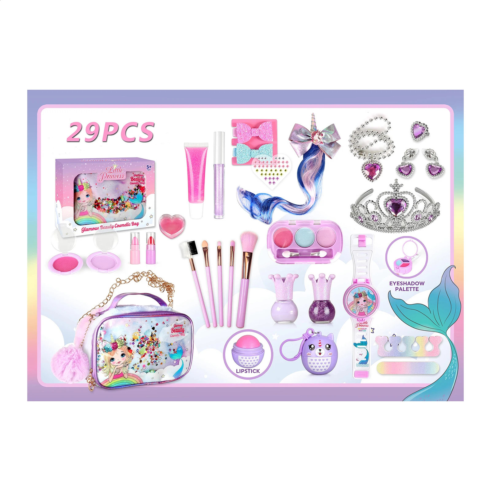 Bijoux 22 29 pièces Kits de maquillage pour filles pour enfants ensembles pour enfants jouets cosmétiques non toxiques cadeau de noël anniversaire 231118