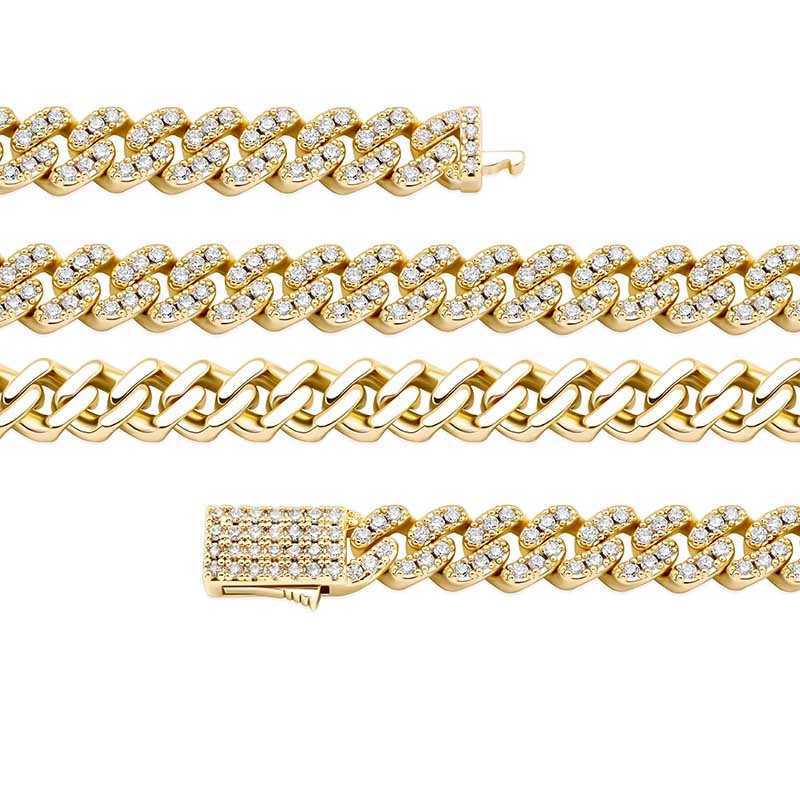 Pulseira de link cuba de 6 mm de link de link de link Spring Filelel Cadel Bracelets Mens Icei Jóias de pulseira Miami Bijoux Acessórios completos de cristal para homens Mulheres
