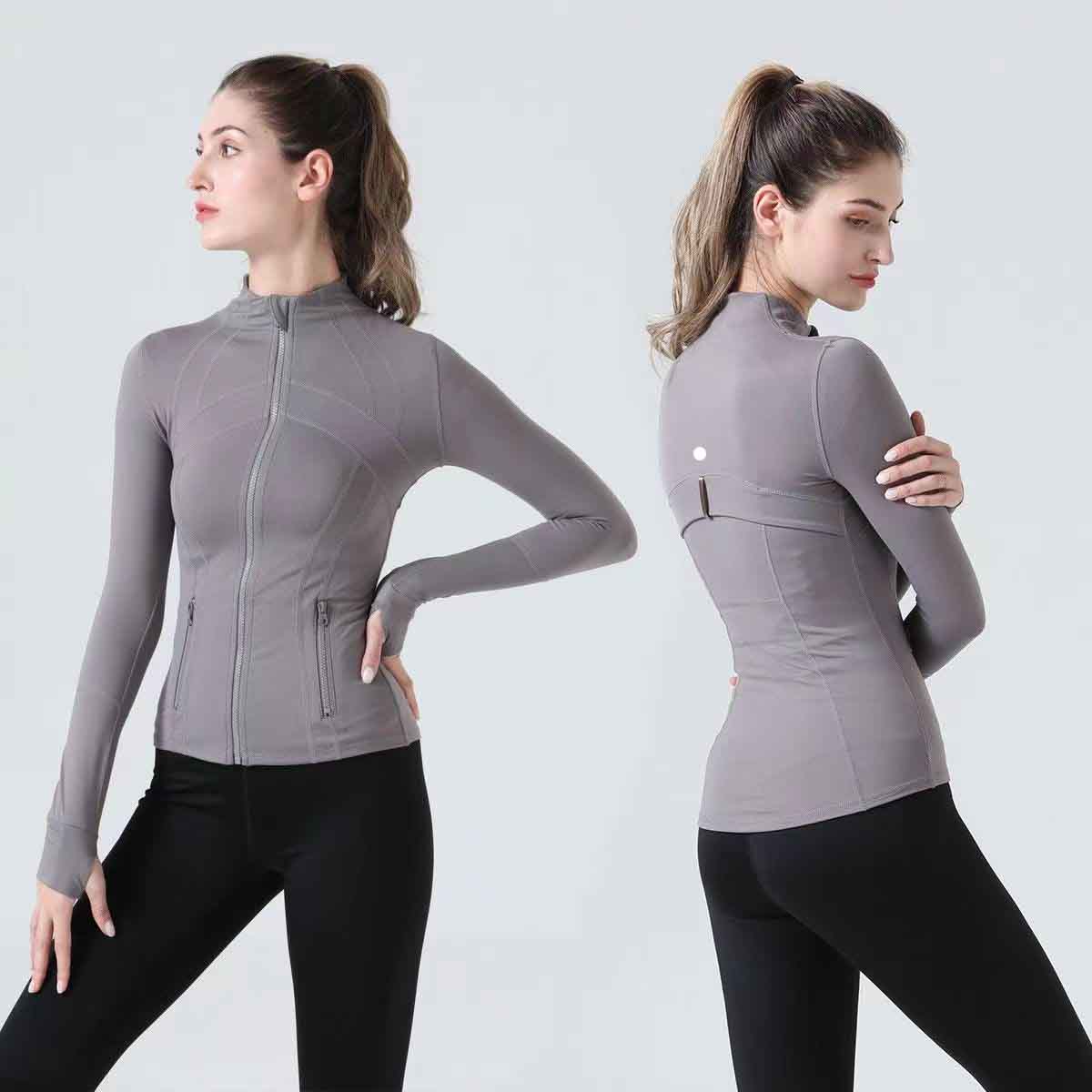 LL The same yoga jacket female definition exercise sports coat Fitness jacket sports quick-drying sportswear top Solid zipper sportswear best-selling
